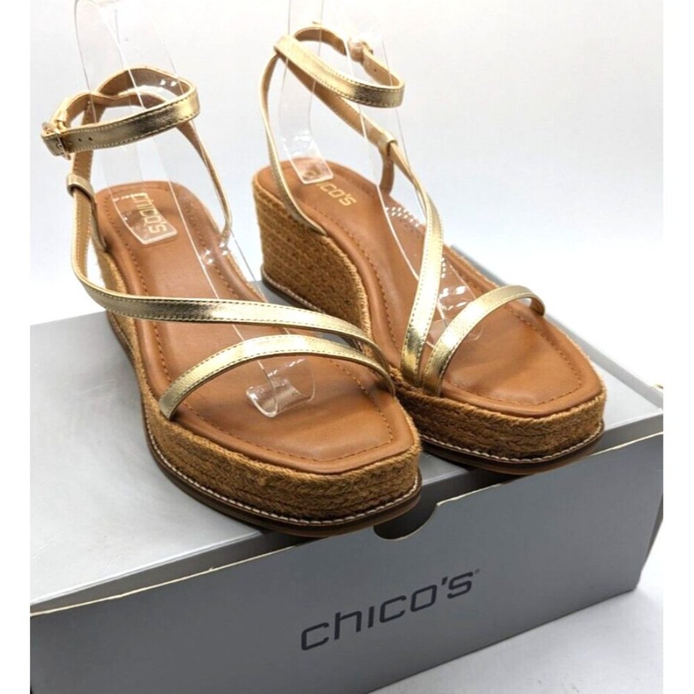 Chicos $139 Carlina Champagne Gold Sandals~10 M~NIB Platform - Picture 3 of 11